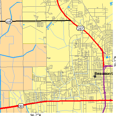Zip code 77706 close-up map