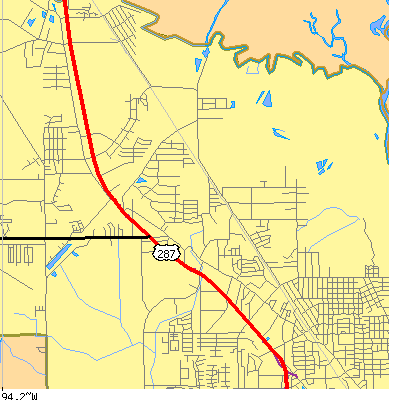 Zip code 77708 close-up map