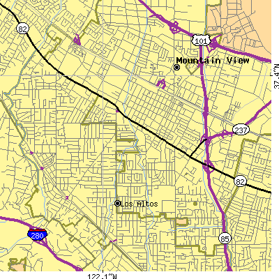 Zip code 94040 close-up map