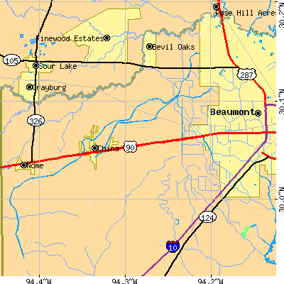 Zip code 77713 close-up map