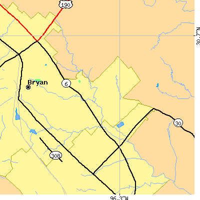 Zip code 77802 close-up map