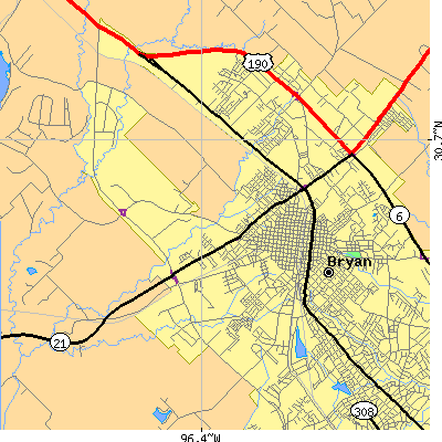 Zip code 77803 close-up map