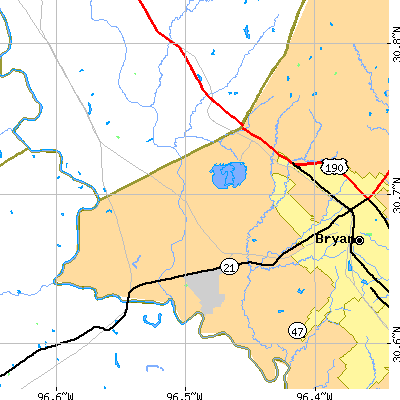 Zip code 77807 close-up map