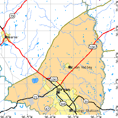 Zip code 77808 close-up map