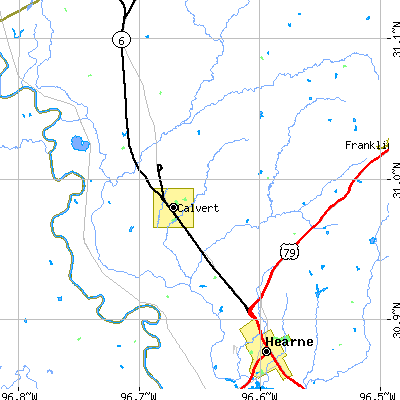 Zip code 77837 close-up map