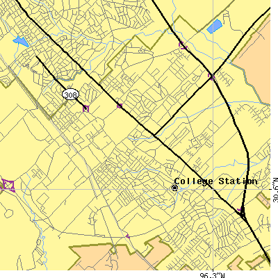 Zip code 77840 close-up map
