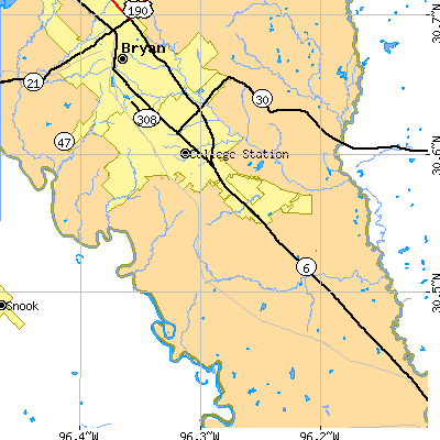 Zip code 77845 close-up map