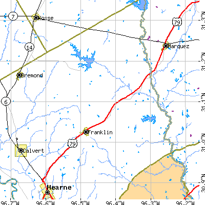Zip code 77856 close-up map
