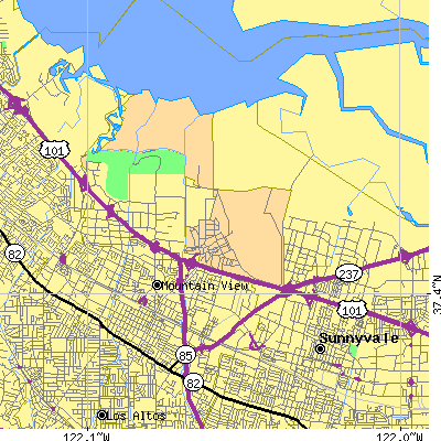 Zip code 94043 close-up map