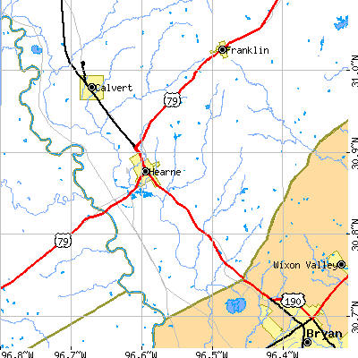 Zip code 77859 close-up map