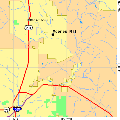 Zip code 35811 close-up map