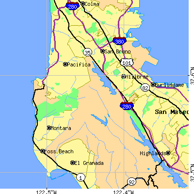 Zip code 94044 close-up map