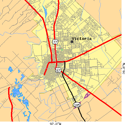 Zip code 77901 close-up map