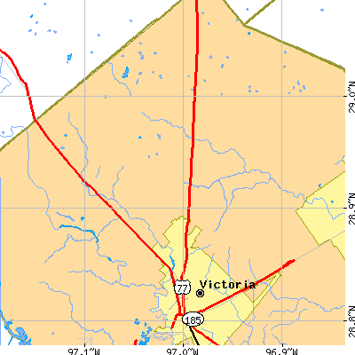 Zip code 77904 close-up map