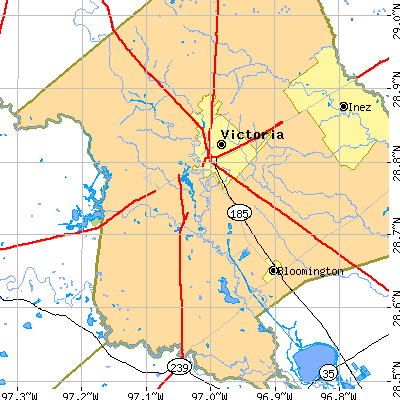 Zip code 77905 close-up map