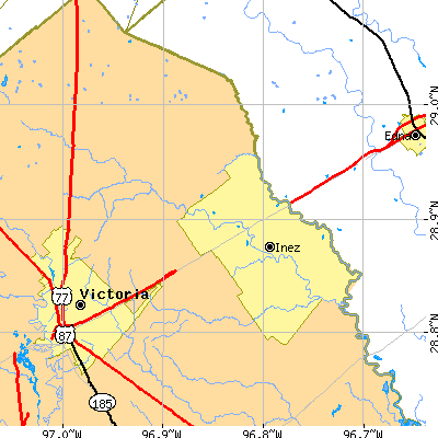 Zip code 77968 close-up map