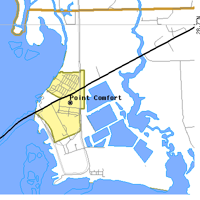 Zip code 77978 close-up map