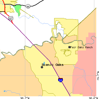 Zip code 78015 close-up map