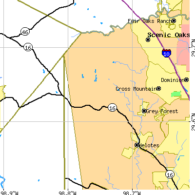 Zip code 78023 close-up map