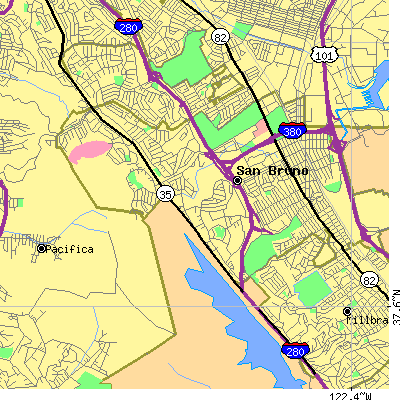 Zip code 94066 close-up map