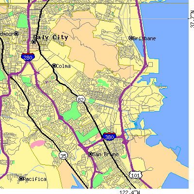 Zip code 94080 close-up map