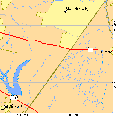 Zip code 78101 close-up map