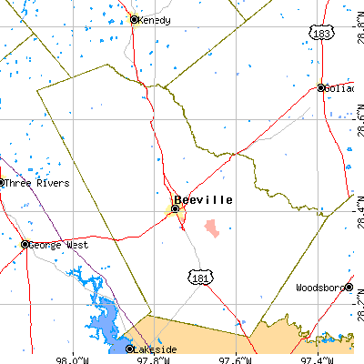 Zip code 78102 close-up map