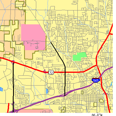 Zip code 35816 close-up map