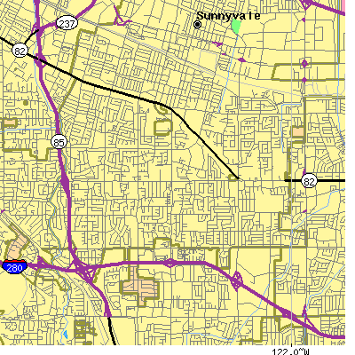 Zip code 94087 close-up map
