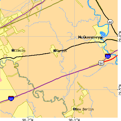 Zip code 78124 close-up map