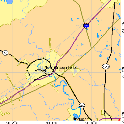 Zip code 78130 close-up map