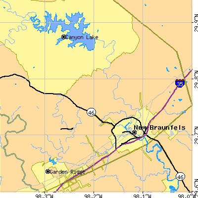 Zip code 78132 close-up map