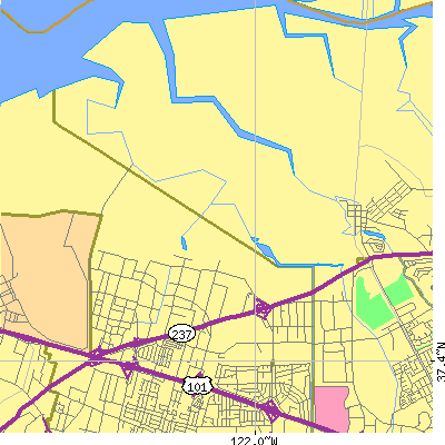 Zip code 94089 close-up map