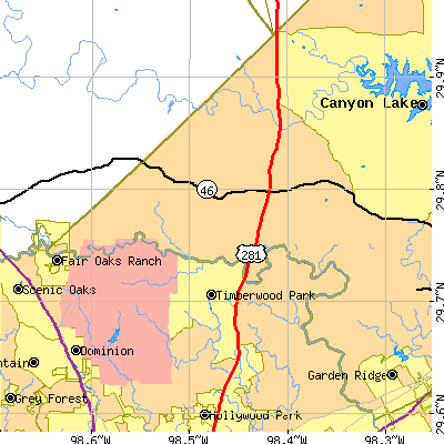 Zip code 78163 close-up map
