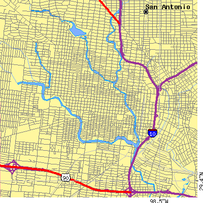 Zip code 78207 close-up map