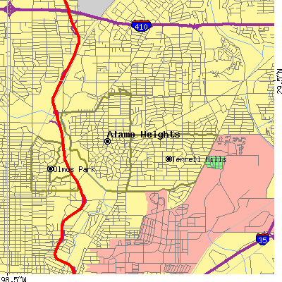 Zip code 78209 close-up map