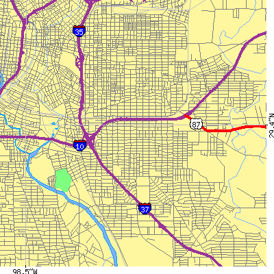 Zip code 78210 close-up map