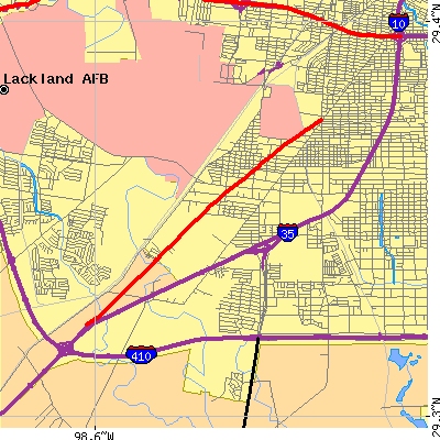 Zip code 78211 close-up map
