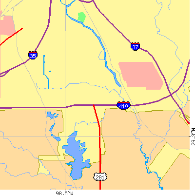 Zip code 78214 close-up map