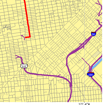 Zip code 94103 close-up map