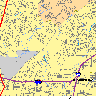 Zip code 78217 close-up map