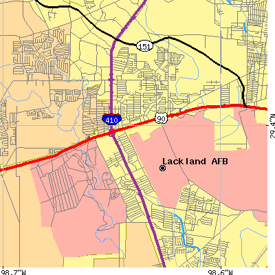 Zip code 78227 close-up map