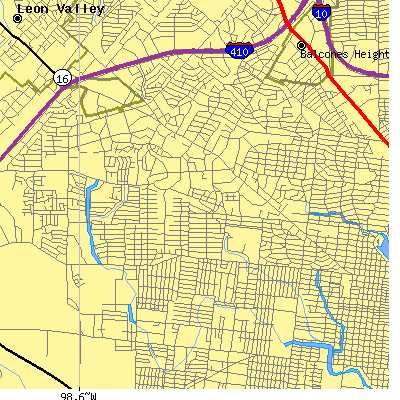 Zip code 78228 close-up map