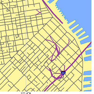 Zip code 94105 close-up map