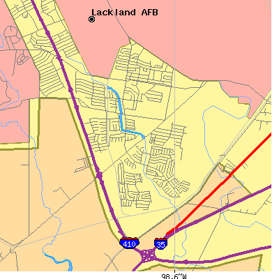 Zip code 78242 close-up map
