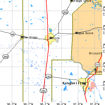 Zip code 78332 close-up map