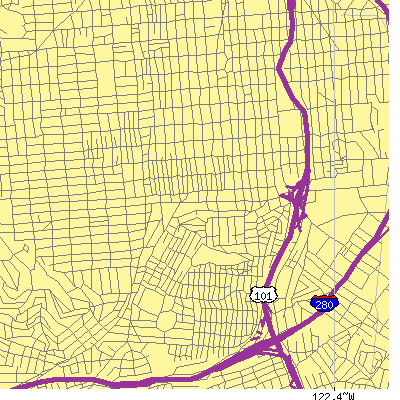 Zip code 94110 close-up map