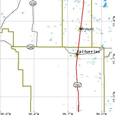 Zip code 78355 close-up map