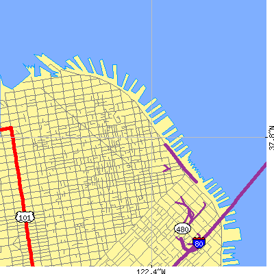 Zip code 94111 close-up map