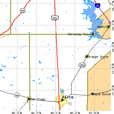 Zip code 78372 close-up map